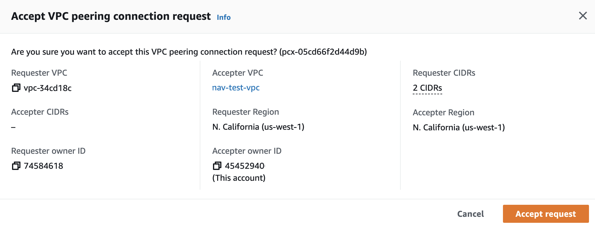 Accept peering in AWS Accept peering in AWS