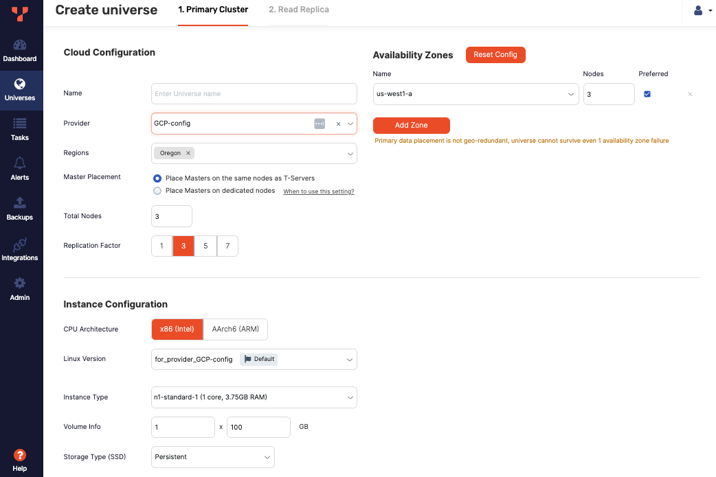 Create Universe on GCP Create Universe on GCP